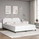  Sengeramme med LED-lys hvit 160x200 cm kunstig lær 8721012358331