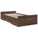  Sengeramme med skuffer brun eik 100x200 cm konstruert tre 8721102619878