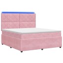 vidaXL LED boksseng med madrass Rosa 140 x 200 cm Fløyel