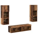  TV Vegg enhet med LED  stripelys 6 pcs Gamle tre Konstruert tre