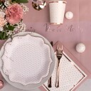 Santex Papptallerken Prikkete Hvit Roségull 10-pakning 7094 0-1