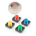 Tact Switch 12x12mm fargede knapper, 4 stk sett fra SparkFun