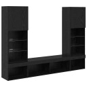  TV veggenheter med LED 5 pcs 40,5 x 30 x 102 cm Svart Eik