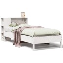  Seng med bokhylle uten madrass hvit 75x190 cm heltre furu 3322856