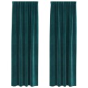  Gardiner med gardiner 2 pcs Mørkegrønn 140 x 245 cm Fløyel