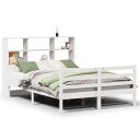  Seng med bokhylle uten madrass hvit 140x200 cm heltre furu 8721158610256