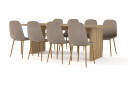 Bark Richeto Spisebord 240 cm eik + 8 stk Naira stol brun med eikeben   Natur/Brun