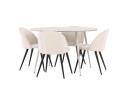 Venture Home Plaza Spisegruppe 120 cm Rund med 4 Velvet stoler Beige/Beige