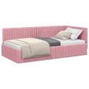  Hjørnesengramme med hodegjerde Rosa 100 cm x 200 cm Fløyel