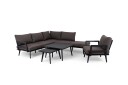 Brafab Villac sofagruppe Svart med brun pute 3 sits divansofa 2 st soffbord & lenestol