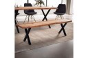 Spisestuebenk Wohnling Massivt tre med metallben trekant landlig stil Svart, krysset, 180 cm - Svart, krysset, 180 cm