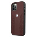 BMW Lær Curve Perforert Mobildeksel til iPhone 12/12 Pro - Rød