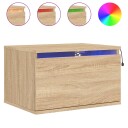  Vegghengt nattbord med LED-lys sonoma eik 8721012254145