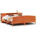  Seng med bokhylle uten madrass voksbrun 180x200 cm heltre furu 8721158618450