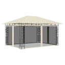vidaXL Paviljong med myggnett og LED-lysslynge 4x3x2,73 m kremhvit