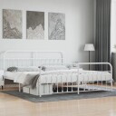 vidaXL Sengeramme i metall med hode- og fotgavl hvit 200x200 cm 8720845881955