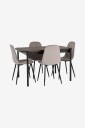 Ellos Home   Spisegruppe Gilda med bord 120x80 cm + 4 stoler   Brun