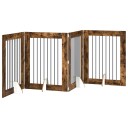 Vidaxl Foldbar Hundegitter Med Stativer 4 Stk. Røkt Eik 321 cm