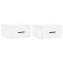  Veggmonterte nattbord 2 stk hvit 35x35x20 cm