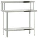  Kjøkkenbenk med overhylle 110x55x120 cm rustfritt stål
