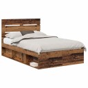  Sengestamme med hodegjerde Gammelt tre 135 x 190 cm Massiv furu