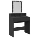  Sminkebord med LED svart 80x41x144,5 cm 8721102816017