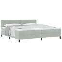  Box Spring Seng med Madrass Lys Grå 200x200 cm Fløyel