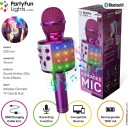 PartyFun Lights Karaoke mikrofon med LED og party-høyttaler 1200mah Rosa