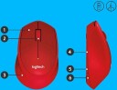 Logitech M330 Silent Plus - Mus - Optisk - 3 knapper - Rød