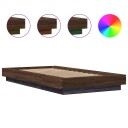  Sengeramme med LED-lys brun eik 75x190 cm konstruert tre 8721102617980