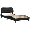  Sengeramme med LED-lys svart 100x200 cm kunstig lær 8721012356283