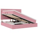  LED lagringseng med madrass Rosa 180 x 200 cm Fløyel