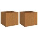 Plantekasser 2 stk 42x40x39 cm cortenstål
