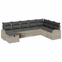  8 Delt Hagesofa Sett med Puter Lys Grå Poly Rattan