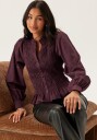 Bubbleroom V neck Cotton Smock Blouse