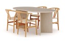 Other Brand Dano Spisebord 180 cm med 4 Dezuid Spisestoler   Travertin / Natur