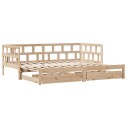  Uttrekkbar dagseng med skuffer hvit 80x200 cm heltre furu