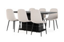 Concept 55 Griffith Uttrekkbart Spisebord 180/220 cm Svart + 6 stk Naira stol beige med svarte ben   Svart/Beige