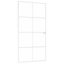 vidaXL Innerdør hvit 102x201,5 cm herdet glass og aluminium slank
