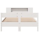  Seng med bokhylle uten madrass hvit 120x200 cm heltre furu 3322952