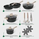 Granitt non stick kokekarsett 13 deler – svart