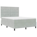  Box Spring Seng med Madrass Lysegrå 140x190 cm Fløyel