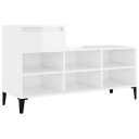 vidaXL Skoskap h?yglans hvit 102x36x60 cm konstruert tre