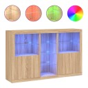 vidaXL Skjenk med LED-lys sonoma eik 162x37x100 cm