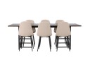 Venture Home Ystad Spisegruppe 220 cm Rektangulær med 6 Polar Stoler Beige