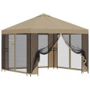 vidaXL Hagepaviljong med sidevegger 3 x 3 m Beige Polyester og stål