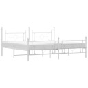 vidaXL Sengeramme i metall med hode- og fotgavl hvit 193x203 cm 8721012249455