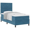  Box Spring Seng med Madrass Mørk Blå 100x200 cm Fløyel