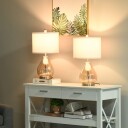 Sett med bordlamper i glass og lin E27 40W
