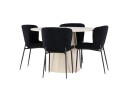 Venture Home Lanzo Spisegruppe 120 cm Rund med 4 Modesto stoler Whitewash/Sort